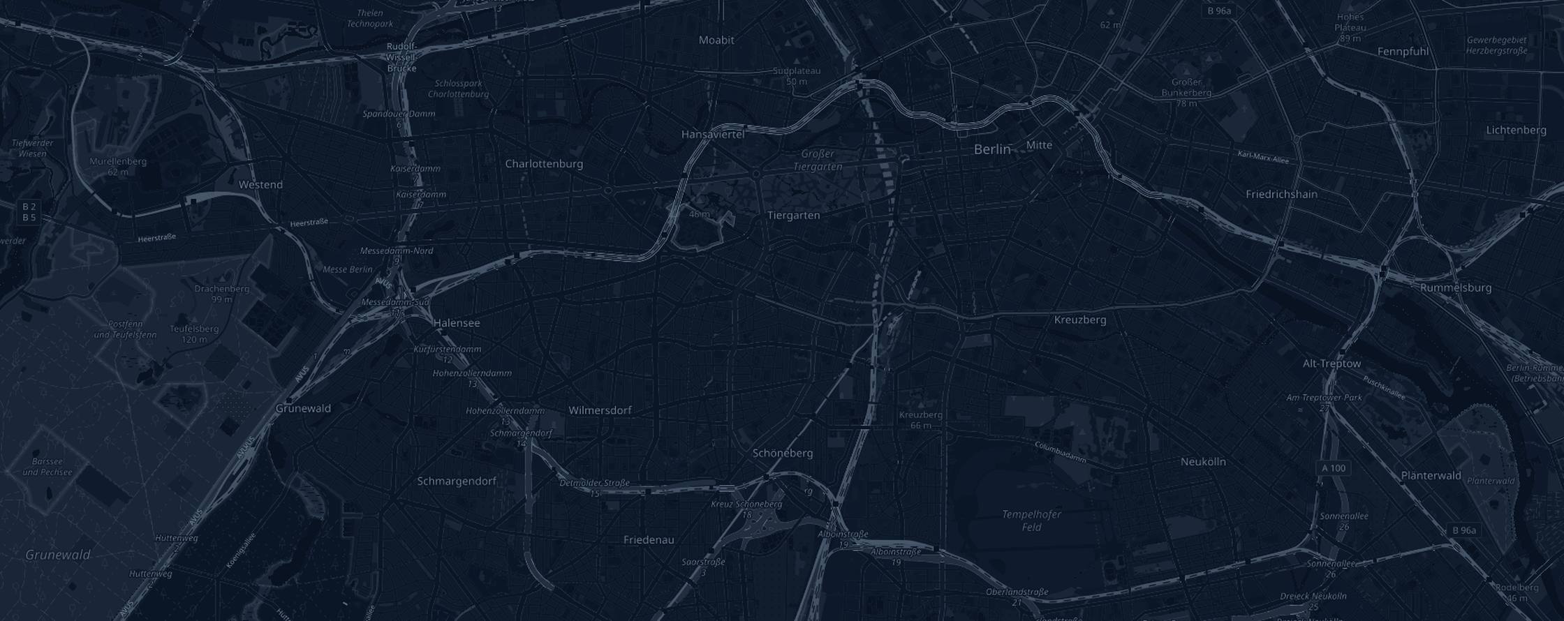 Map of the Berlin Marathon course with the 15 aid tables marked