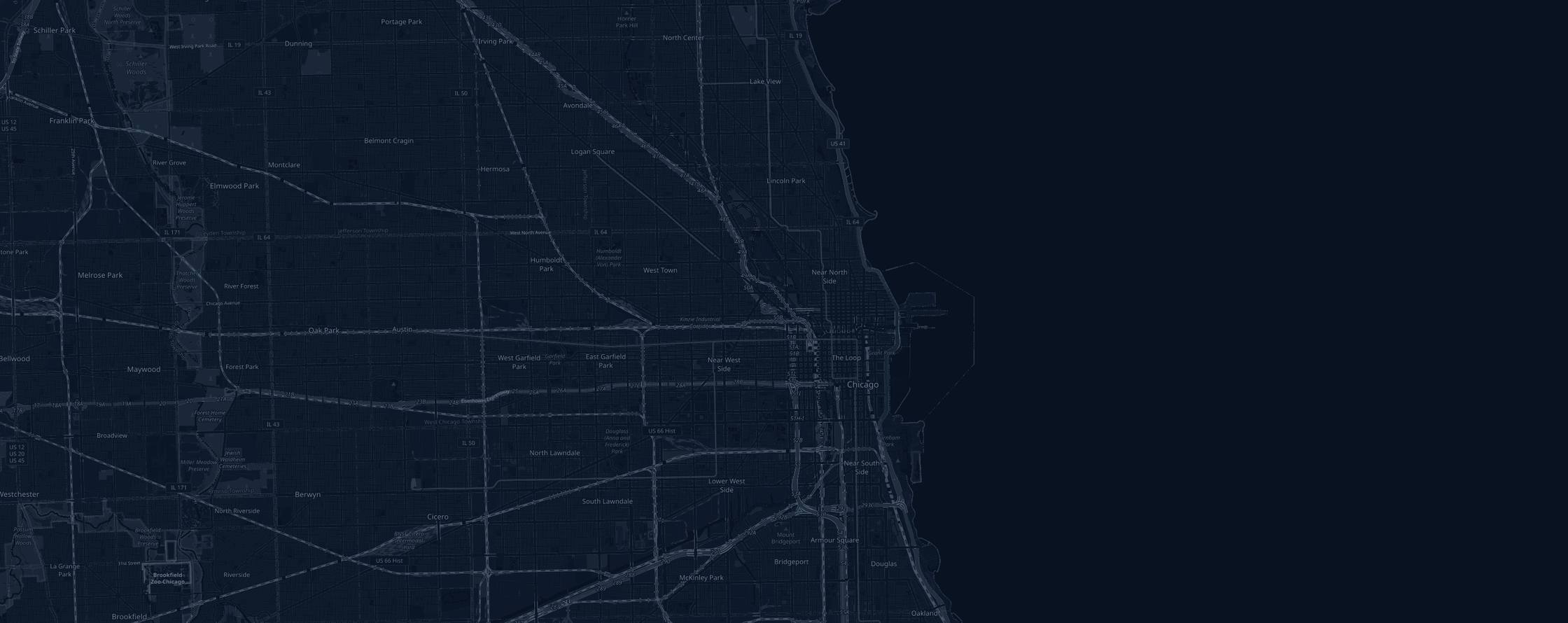Map of the Chicago Marathon course with the 20 aid tables marked