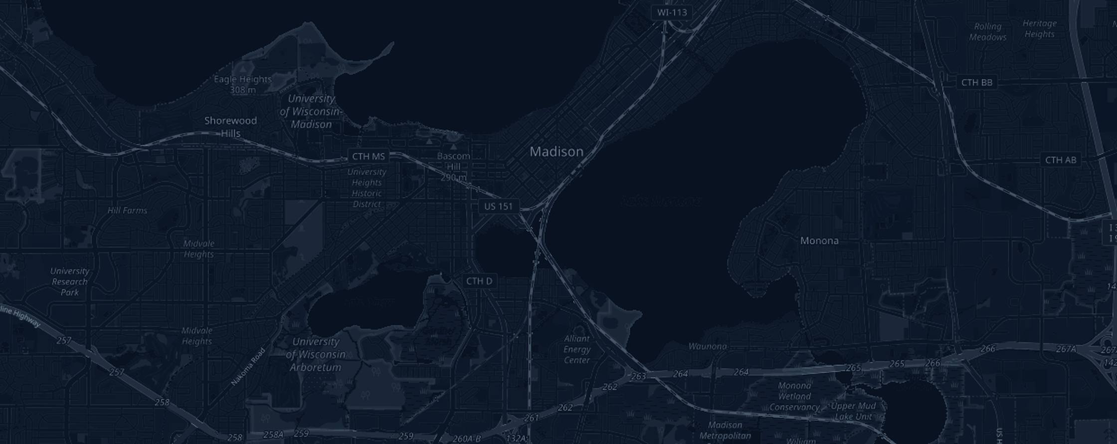 Map of the Madison Marathon course with the 18 aid tables marked